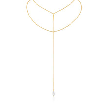 Load image into Gallery viewer, Gold Pearl Y Necklace