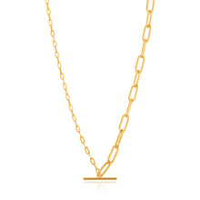 Load image into Gallery viewer, Gold Mixed Link T-bar Necklace