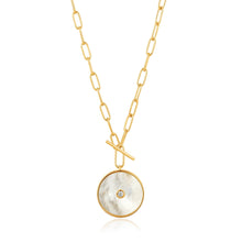 Load image into Gallery viewer, Gold Mother Of Pearl T-bar Necklace
