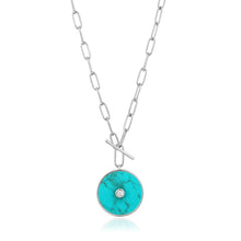 Load image into Gallery viewer, Silver Turquoise T-bar Necklace