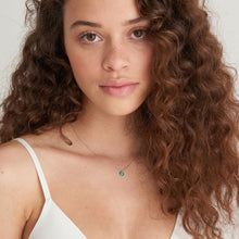 Load image into Gallery viewer, Teal Enamel Disc Silver Necklace