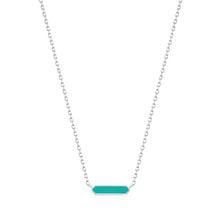 Load image into Gallery viewer, Teal Enamel Bar Silver Necklace