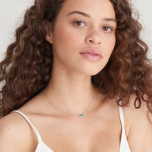 Load image into Gallery viewer, Teal Enamel Bar Silver Necklace