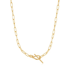 Load image into Gallery viewer, Gold Knot T Bar Chain Necklace