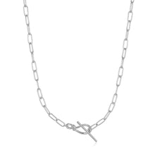 Load image into Gallery viewer, Silver Knot T Bar Chain Necklace