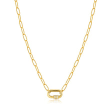 Load image into Gallery viewer, Forest Green Enamel Carabiner Gold Necklace