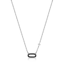Load image into Gallery viewer, Raven Black Enamel Silver Link Necklace