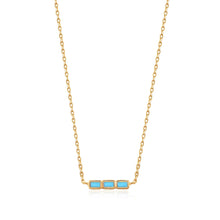 Load image into Gallery viewer, Turquoise Gold Bar Necklace