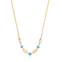 Load image into Gallery viewer, Turquoise Gold Link Necklace