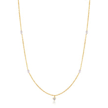 Load image into Gallery viewer, 14kt Gold Pearl and White Sapphire Necklace