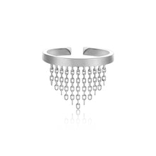 Load image into Gallery viewer, Silver Fringe Fall Adjustable Ring