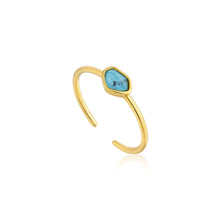 Load image into Gallery viewer, Turquoise Adjustable Gold Ring