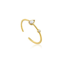 Load image into Gallery viewer, Opal Color Raindrop Adjustable Gold Ring