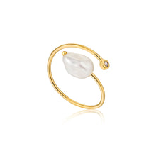 Load image into Gallery viewer, Gold Pearl Twist Adjustable Ring