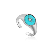 Load image into Gallery viewer, Silver Turquoise Emblem Signet Ring