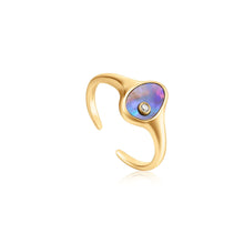 Load image into Gallery viewer, Gold Tidal Abalone Adjustable Signet Ring