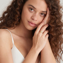 Load image into Gallery viewer, Sage Enamel Emblem Gold Adjustable Ring