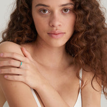 Load image into Gallery viewer, Teal Enamel Bar Silver Adjustable Ring