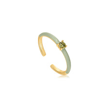 Load image into Gallery viewer, Sage Enamel Gold Adjustable Ring