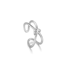 Load image into Gallery viewer, Silver Knot Double Band Adjustable Ring