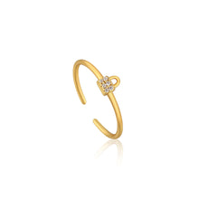Load image into Gallery viewer, Gold Padlock Sparkle Adjustable Ring