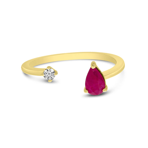 Oval Ruby & Diamond Crossover Ring