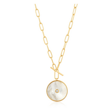 Load image into Gallery viewer, Gold Mother Of Pearl T-bar Necklace