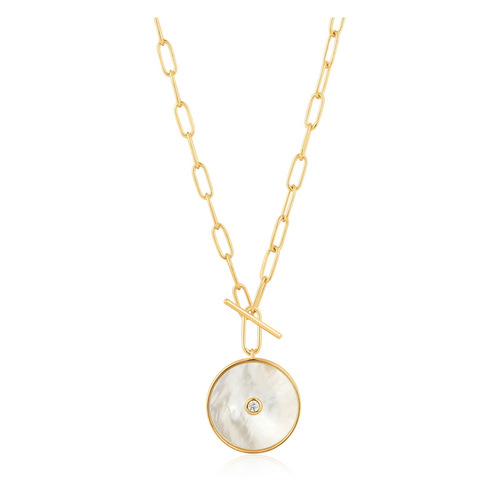 Gold Mother Of Pearl T-bar Necklace
