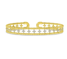Load image into Gallery viewer, Double Row Flower Diamond Cuff
