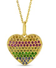 Load image into Gallery viewer, Rainbow Sapphire Puffed Heart