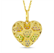 Load image into Gallery viewer, Rainbow Sapphire Puffed Heart