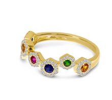 Load image into Gallery viewer, Hexagon Rainbow Sapphire Ring