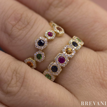 Load image into Gallery viewer, Hexagon Rainbow Sapphire Ring