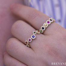 Load image into Gallery viewer, Hexagon Rainbow Sapphire Ring