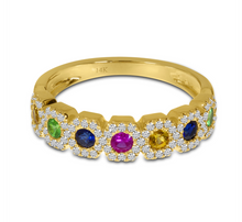 Load image into Gallery viewer, Hexagon Rainbow Sapphire Ring