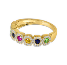 Load image into Gallery viewer, Hexagon Rainbow Sapphire Ring