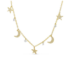 Load image into Gallery viewer, Dashing Diamonds Star & Moon Necklace