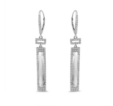 Load image into Gallery viewer, Long Cut Rectangle White Topaz Earrings