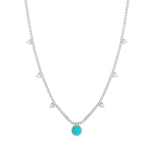Load image into Gallery viewer, Silver Turquoise Drop Disc Necklace