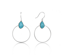 Load image into Gallery viewer, Turquoise Front Hoop Silver Earrings