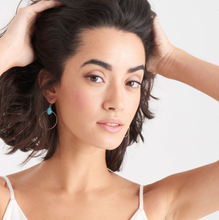 Load image into Gallery viewer, Turquoise Front Hoop Silver Earrings
