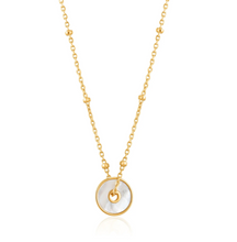 Load image into Gallery viewer, Gold Mother of Pearl Disc Necklace