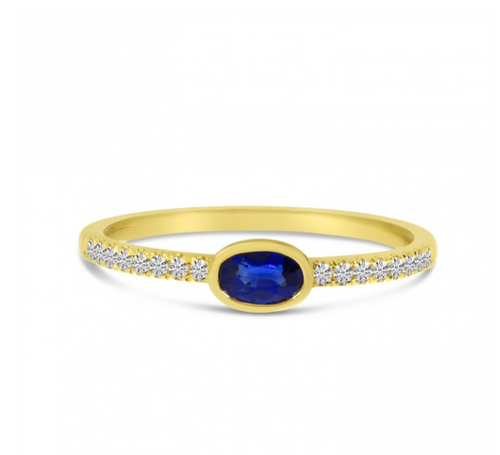 East West Oval Sapphire & Diamond Ring