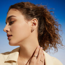 Load image into Gallery viewer, SANILIA | Two-Tone Bezel Pear Lab Grown Diamond Threadless Flatback Earring by Aurelie Gi — on model
