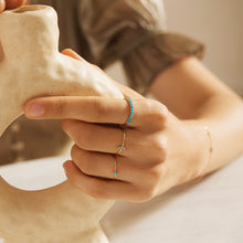Load image into Gallery viewer, NORA | Turquoise &amp; White Sapphire Crescent Moon Ring by Aurelie Gi — detail view
