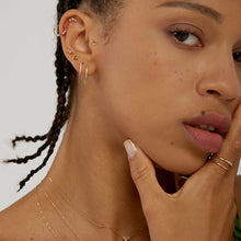 Load image into Gallery viewer, PERI | Peridot and White Sapphire Huggie Hoop by Aurelie Gi — detail view
