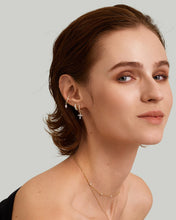 Load image into Gallery viewer, Lab Grown Diamond Cross Earring Charm by Aurelie Gi — on model
