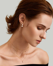 Load image into Gallery viewer, PERLINA | Double Pearl Drop Single Stud Earring by Aurelie Gi — on model
