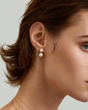 Load image into Gallery viewer, PERLINA | Double Pearl Drop Single Stud Earring by Aurelie Gi — detail view
