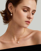 Load image into Gallery viewer, KALINDA | Pearl Necklace with Lab Grown Diamond Accent by Aurelie Gi — on model
